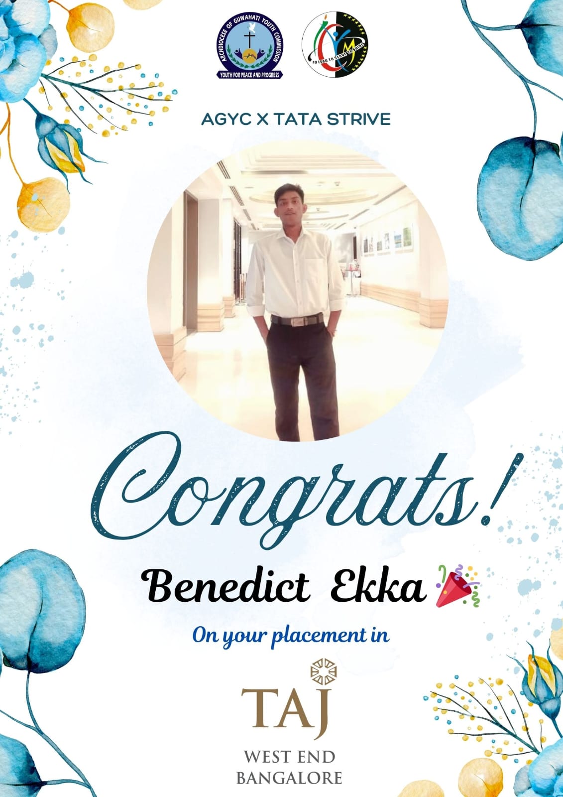 Congrats to Benedict Ekka on Taj West End Placement!